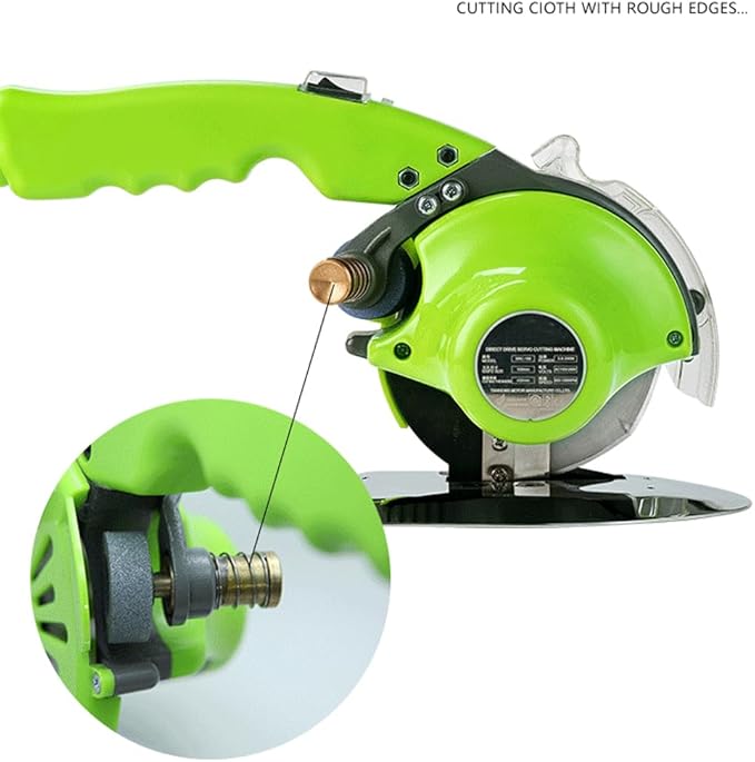 Fabric Rotary Cutter Electric Fabric Scissors, Round Blade Cutting Machine for Multilayer Fabric Leather Cloth Carpet, 5 Speed Adjustable, LED Light, 27mm / 1.1" Cutting Thickness