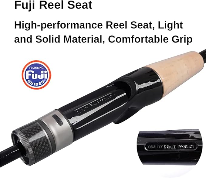 PURELURE Telescopic Fishing Rod Ultralight or Light, Carbon Fiber Rod Spinning & Casting, Fuji Alconite Ring and Reel Seat, One-Piece Mixed Carbon/4A Cork Handle, Spare Solid Tip, Portable Travel Rod