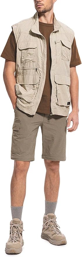 Moosehill Men's-Hiking-Pants Convertible Quick-Dry Water-Resistant Lightweight Zip-Off Outdoor with 5 Deep Pockets