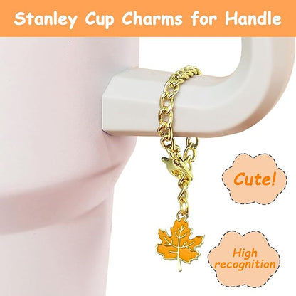 Stanley Cup Accessories Set,Including 2 Pcs 0.4in Straw Cover, 1 Silicone Spill-Proof Stopper Set of 3, 1 Cute Maple Handle Charm, 1 Silicone Boot Fits Stanley 40&30 Oz Tumbler (Tigerlily Plum)