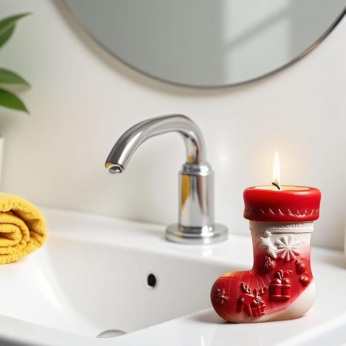 Christmas Stocking Resin Molds Silicone Molds - Reusable Classic Design for Casting with Epoxy Resin, Concrete, and Plaster to Create DIY Home Decor, Cosmetic Organizers, and Plant Pots