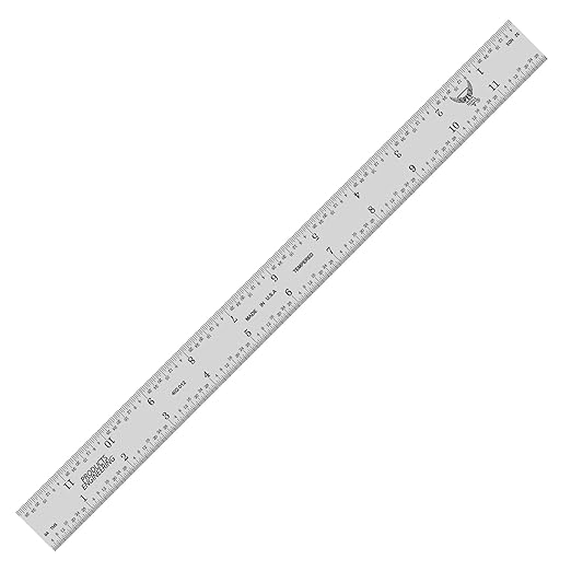 PEC Tools 12" 4R Stainless Steel Ruler, Machinist Metal Ruler Scale with Markings 1/8", 1/16", 1/32" & 1/64", 0.035" Thick X 1" Wide, Tempered Steel, Made in USA
