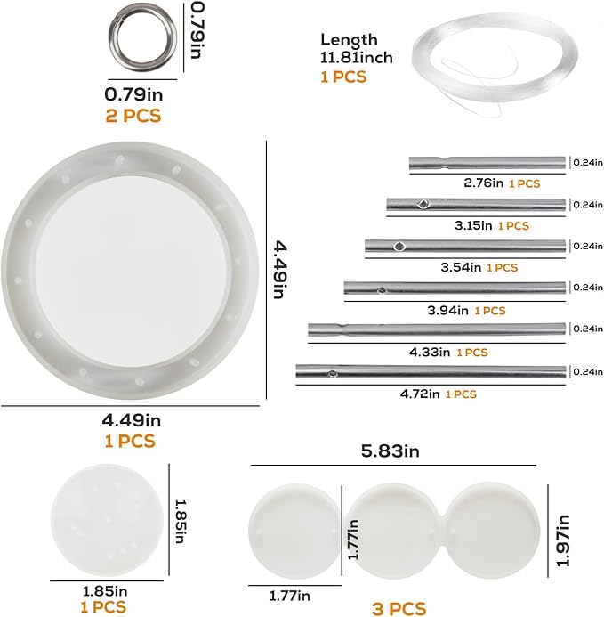 Temlum Silicone Resin Molds for Wind Chime, DIY Resin Wind Chime Molds Kit with Metal Tubes Resin Casting Mold for Home Décor Resin Craft Supplies