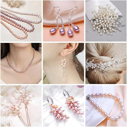 50 Pcs Real Pearl Beads for Jewelry Making AAA 7-8 mm Non-Porous Natural Pearls Beads Real Freshwater Pearls Oval Pearl Bead Loose Gemstone Bead Crafts Gift for Women,DIY Gifts.