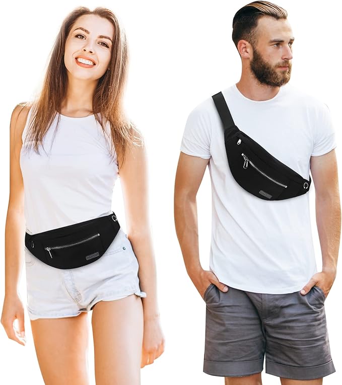 MAXTOP Large Crossbody Fanny Pack with 4-Zipper Pockets,Gifts for Enjoy Sports Festival Workout Traveling Running Casual Hands-Free Wallets Waist Pack Phone Bag Carrying All Phones