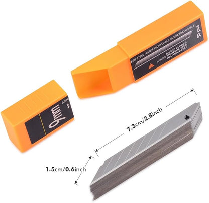 FOSHIO 60 Degree Snap Off Blades 9MM Universal Art Knife Replacement Blades, High Hardness Stainless Steel Auto Vinyl Wrap Box Cutters Knife, Pack of 100
