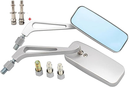Motorcycle Rectangle Rearview Side Mirrors Chrome for Harley Softail Sportster Honda Yamaha Cruiser Chopper Bobber