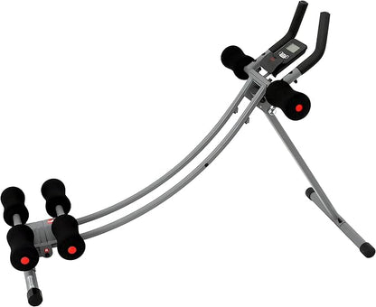 Sunny Health & Fitness Waist Trainer Ab Roller with Elbow Support, Training Wheels, Foldable for Home Gym, Abdominal Exercises, Core Strength, Glute Trainer, Crunch Workouts with Optional Dip Station