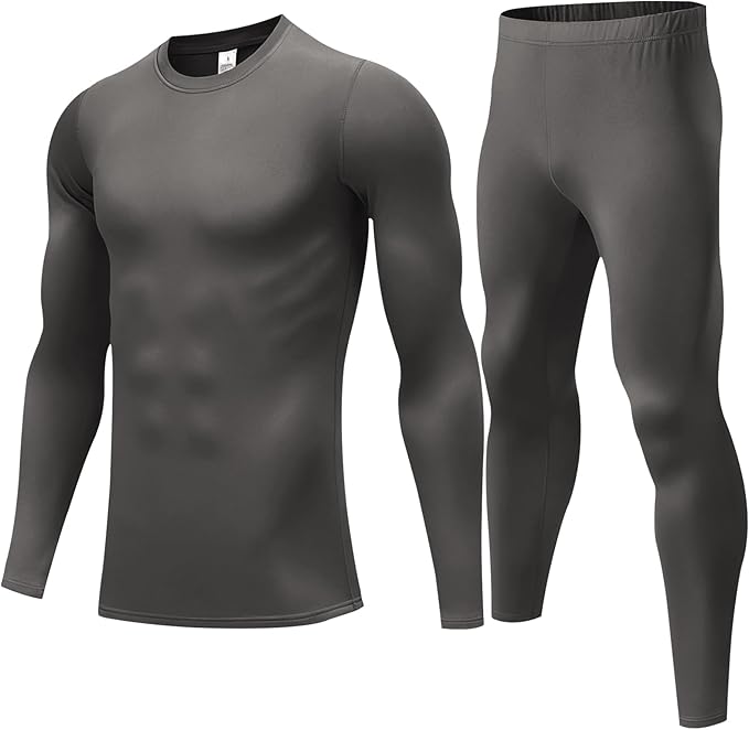 Mens Thermal Underwear Set with Lightweight Ultra Soft Fleece Lined,Long John Set, Skiing Base Layer