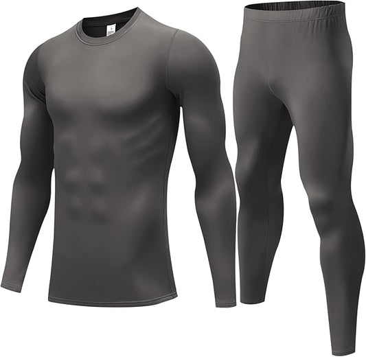 Mens Thermal Underwear Set with Lightweight Ultra Soft Fleece Lined,Long John Set, Skiing Base Layer