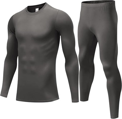 Mens Thermal Underwear Set with Lightweight Ultra Soft Fleece Lined,Long John Set, Skiing Base Layer