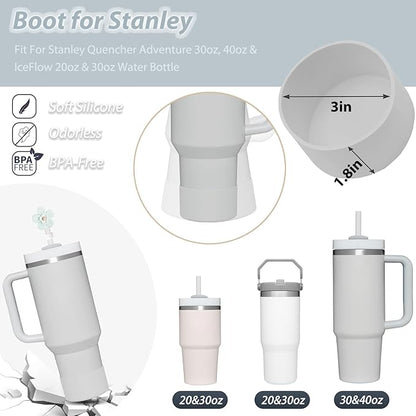 Stanley Cup Accessories Set - 6 Pcs Silicone Spill Proof Stopper, 2 Straw Cover Caps, 1 Silicone Boot for 40/30oz Tumbler (Fog)
