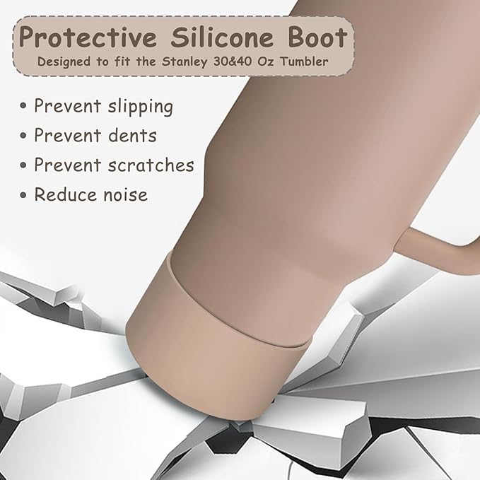 Stanley Cup Accessories Set,Including 2 Pcs 0.4in Straw Cover, 1 Silicone Spill-Proof Stopper Set of 3, 1 Cute Bear Handle Charm, 1 Silicone Boot Fits Stanley 40&30 Oz Tumbler (Almond Rose)