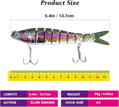 Atibin Multi Jointed Fishing Lure Bass Slow Sinking Swim Bait Bass Bionic Saltwater Fishing Lures Freshwater Realistic Topwater