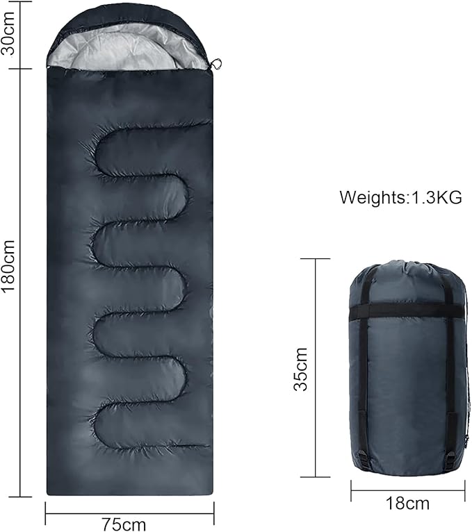 Camping Sleeping Bag 3 Seasons Warm & Cool Weather, Lightweight, Waterproof, Portable Backpacking for Adults & Kids - Camping Essentials Gear Accessories Hiking Travel