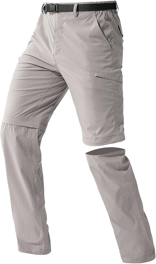 FREE SOLDIER Men's Outdoor Convertible Hiking Pants with Belt Lightweight Quick Dry Tactical Cargo Pants Nylon Spandex