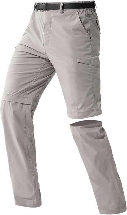 FREE SOLDIER Men's Outdoor Convertible Hiking Pants with Belt Lightweight Quick Dry Tactical Cargo Pants Nylon Spandex