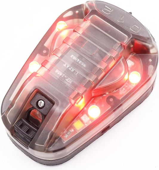 Tactical IR Strobe Helmet Light Military Identification Light with Visible LED + White Strobe Survival Signal Light (Black-Red)