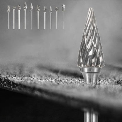Carbide Burr Set 10PC 1/8" Shank Tungsten Double Cut Carbide Rotary Burr Set for Metal and Wood Carving, Grinding, Polishing, Engraving, Drilling.