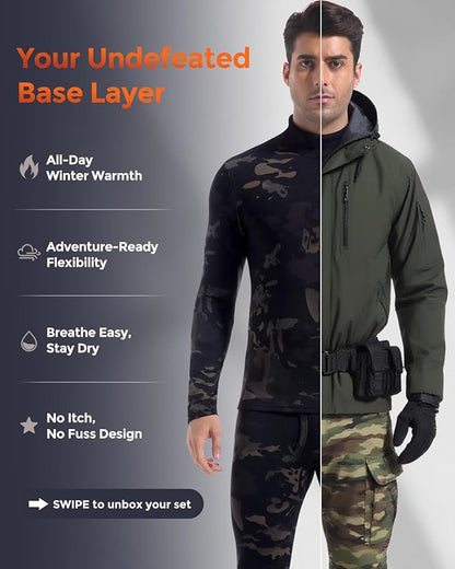CL convallaria Long Johns Thermal Underwear for Men Soft Fleece Lined Base Layer Cold Weather Top Bottom Gift Set