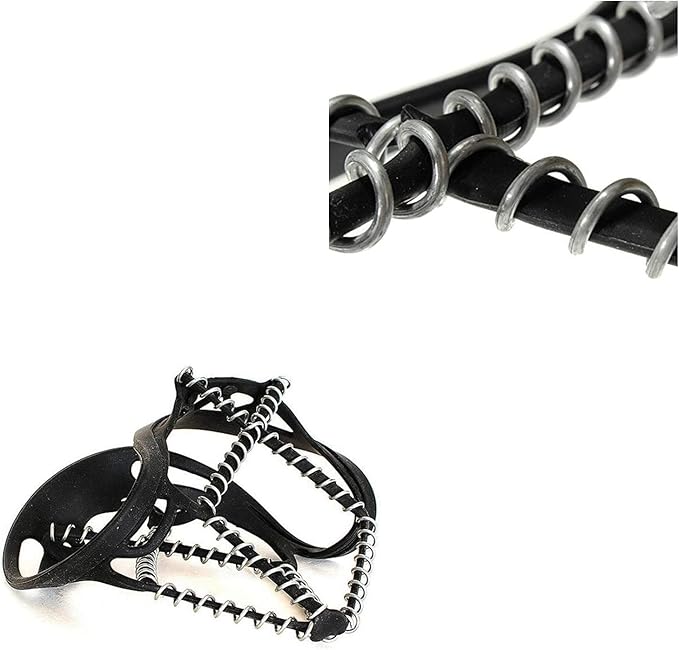 Walk Traction Cleats,Ice Cleats Anti Slip Crampons Rubber Spikes Ice Snow Grippers for Boots and Shoes for Winter Walking on Snow and Ice Climbing Hiking Mountaineering 2PCS for Man and Woman