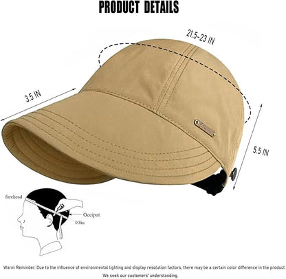 huablo]UPF 50+Womens Sun Hat UV Protection Hiking Fishing Hats Wide Brim Hat Adjustable Ponytail Packable Sun Cap