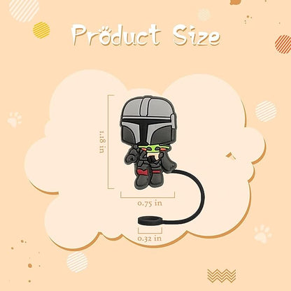 Yo-da Straw Covers Cap for 7-8mm Straws - 8 Pcs Tip Covers Compatible With Stanley 40 OZ 30 OZ Tumbler Cups, Reusable Silicone Topper, Baby Y-oda Drinking Plugs for Kids Party Favor