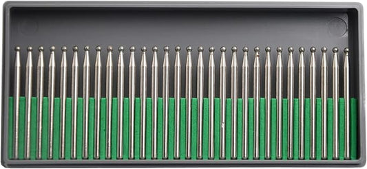 30Pcs 3mm Cylinder,3mm Shaft,Diamond Stone Abrasive Burs Burr Grit Bits for Rotary Tool Grinding Head Jewelry Lapidary Woodworking (Ball 2mm)