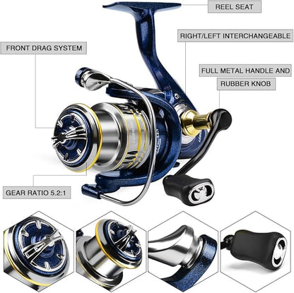 Fishing Rod and Reel Combo - Telescopic Fishing Poles and Spinning Reels Combos - Carbon Fiber Fishing Pole with 2500 Fishing Reel Combos - Bass Fishing Tackle Gear Set Fishing Rods Kit 1.8m/5.9ft