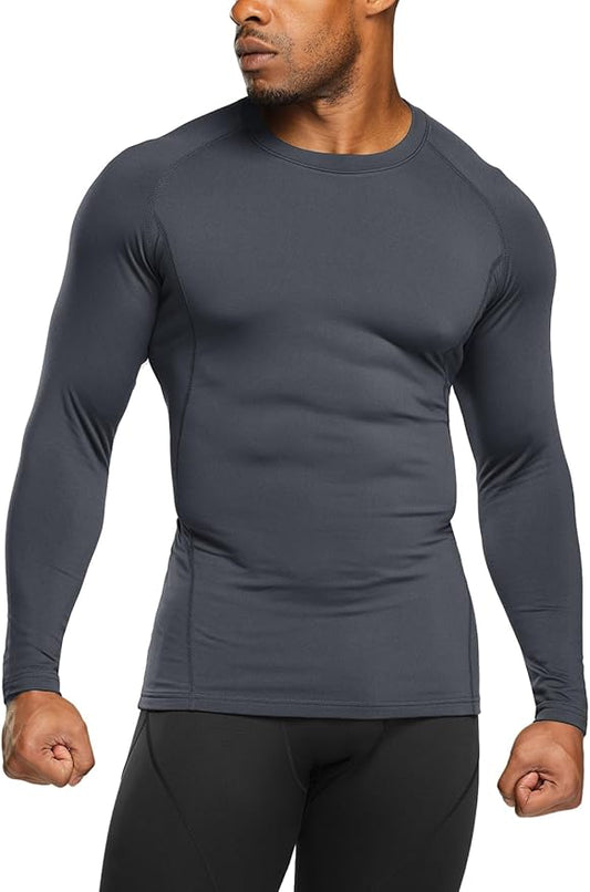 TSLA Men's Thermal Long Sleeve Compression Shirts, Athletic Base Layer Top, Winter Gear Running T-Shirt
