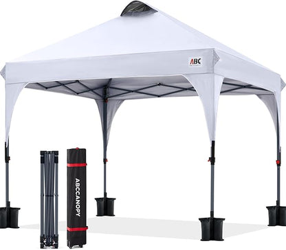 ABCCANOPY Outdoor Pop up Canopy Tent, 8x8 Instant Portable Canopy for Camping, Beach, Backyard,White