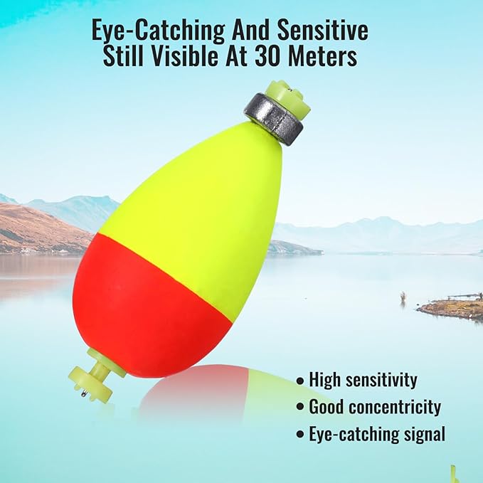 10 Pcs Weighted Bobbers for Fishing,Fishing Bobbers Floats,Button Snap-On Eva Foam Oval,Highly Sensitive Fluorescent Paint for Crappie Panfish Bluegill Trout