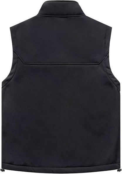 Men's Lightweight Softshell Vest Outerwear Windproof Sleeveless Jacket for Golf Running Hiking