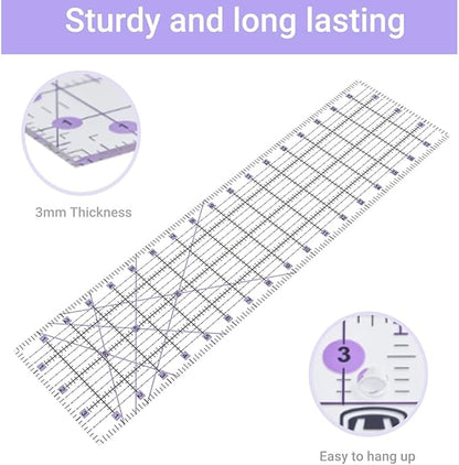 Rotary Cutter Set Purple - Quilting Kit incl. 45mm Fabric Cutter, 5 Replacement Blades, A2 Cutting Mat, Acrylic Quilting Ruler, Sewing Clips, Craft Knife Set, Ideal for Crafting, Sewing, Patchworking