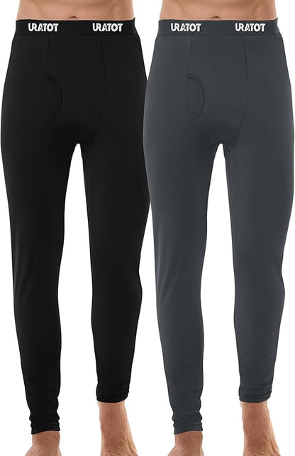 URATOT Men's Thermal Underwear Bottom Fleece Long Johns for Men Soft Warm Base Layer Thermal Pants for Cold Weather