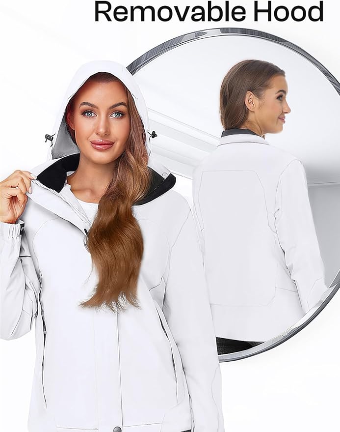 Womens Waterproof Rain jacket Lightweight Active Outdoor Raincoat with Removable Hood