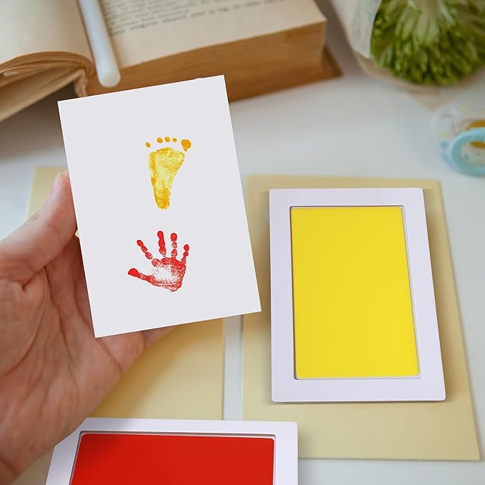 TaoBary 6 Pcs Baby Hand and Footprint Kit Clean Touch Ink Pad Non Toxic Inkless Infant Hand Foot Stamp Pet Paw Print with 12 Cards for Newborn Keepsake, Dog Nose & Paw Print Kit Memory Gift(Small)