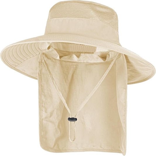 Sun Hats for Men Women Fishing Hat UPF 50+ Breathable Wide Brim Bucket Hats Summer UV Protection Safari Hat with Neck Flap