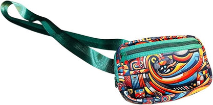 Yewande&co Neoprene Fanny Pack Belt Bag – Lightweight Waterproof Waist Bag with Adjustable Strap, 3 Zippered Pockets, Crossbody Belt Bag for Travel, African Design Crossbody Bags (Oceans)