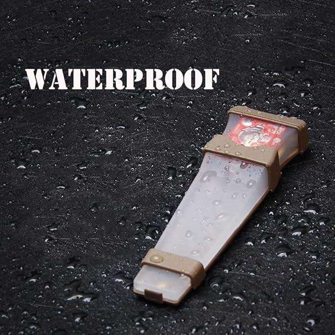 Helmet Signal Light Waterproof Survival Outdoor Sports Hunting Tactical Hiking Boating Cycling Personal Identification Marker Light Hook Back (Tan+Green)