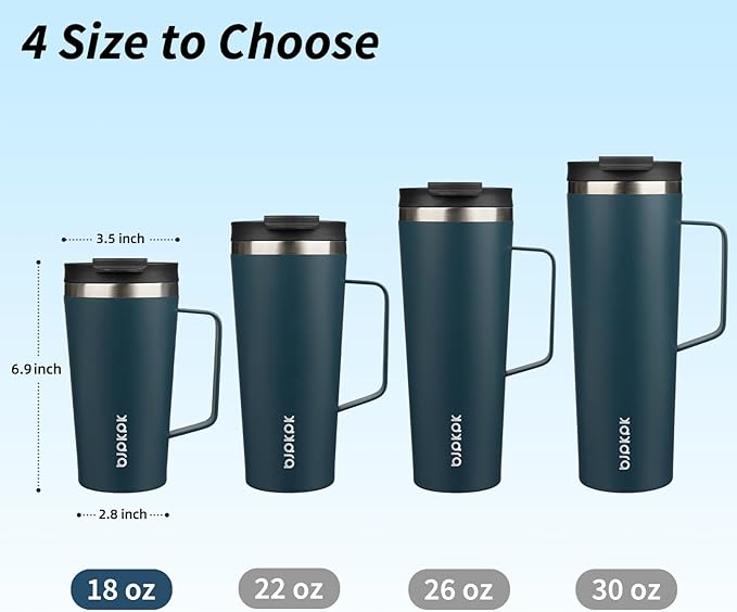 BJPKPK Insulated Tumbler with Handle, 18oz Insulated Tumblers with Lid and Straw, Stainless Steel Metal Water Bottles, Coffee Travel Mugs, Cups, Navy Blue