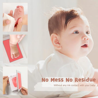 Inkless Baby Hand and Footprint Kit,Clean-Touch Ink Pad Kit,Safe No Mess Printing Infant Hand Foot Stamp,4 Pack Newborn Inkless Print Pads Best Keepsake or Gifts for Family