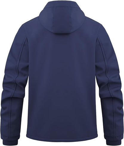 WULFUL Men's Lightweight Softshell Jacket Warm Fleece Lined Windbreaker Waterproof Soft Shell for Outdoor Hiking