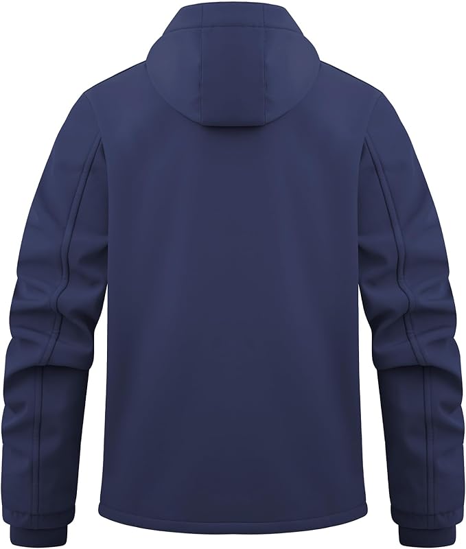 WULFUL Men's Lightweight Softshell Jacket Warm Fleece Lined Windbreaker Waterproof Soft Shell for Outdoor Hiking