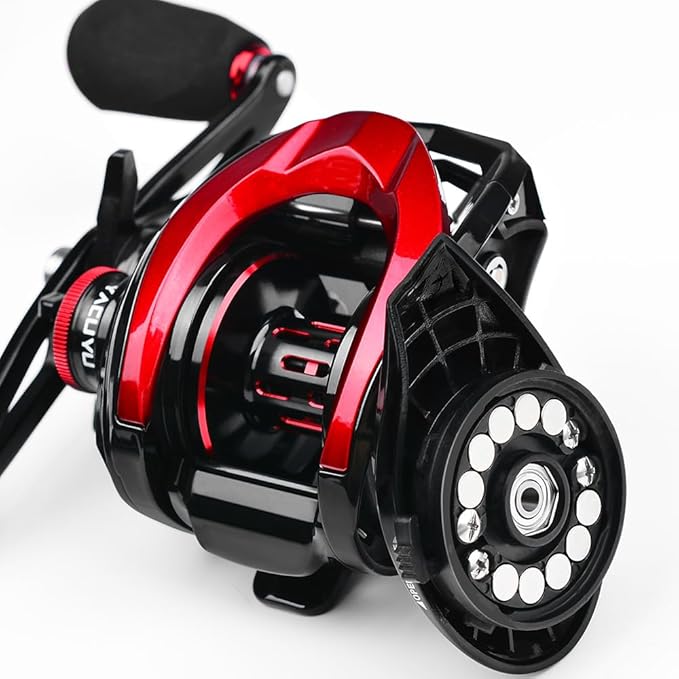 YACUYU Fishing Reels Baitcaster Reel - 7.3:1 Gear Ratio Magnetic Braking System Carbon Fiber Drag Low Profile 6+1 Ball Bearings Fish Casting Baitcasting Fishing Reel