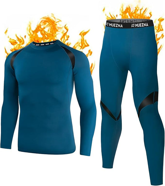Muezna Men's Thermal Top and Bottom Set Underwear Long Johns Base Layer with Soft Fleece Lined