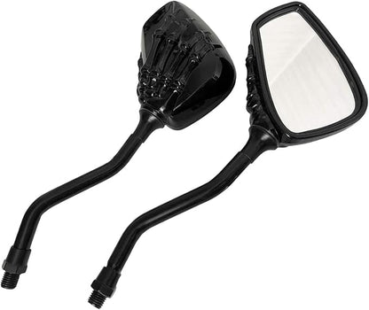 Universal Bicycle Mirror 8mm 10mm Skull Hand Side Also for Motorcycle Rear View Mirrors Scooter Moped Bike black