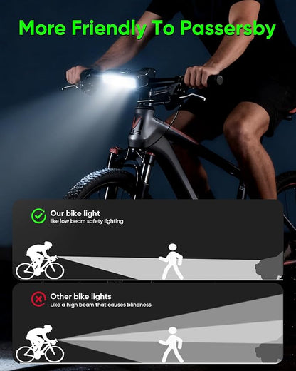Super Bright LED Bike Light for Night Riding - 1800 Lumen USB-C Rechargeable - IPX5 Waterproof Bicycle Headlight for MTB, Road Cycling & Night Commuting