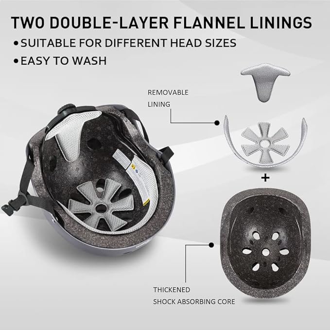 JBM Skating Protective Gear Adult Skateboard Helmet Knee and Elbow Pads with Wrist Guards for Inline Roller Skating, Skateboarding, Scootering