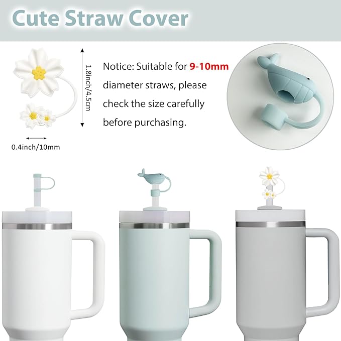 Stanley Cup Accessories Set Including 6 Pcs Silicone Spill Proof Stopper, 2 Pcs Straw Cover Cap for 9-10 mm Straws, 1 Pcs Silicone Boot for Stanley Cup 40oz & 30oz Tumbler(Mist)